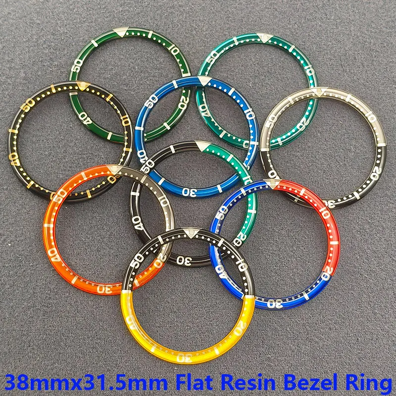 

Mod 38mmx31.5mm Flat Resin Bezel Insert Fits SKX007 SKX009 SRPD GMT SUB Watch Case NH35 NH36 Movement Men Watch Ring Refit Parts