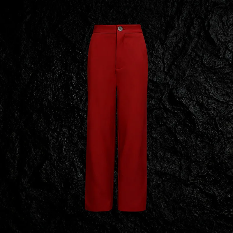 HKSH ربيع الخريف جديد المرأة قطعتين دعوى مجموعة الخامس الرقبة زرر الخصر Cinching السترة بلون مستقيم السراويل الاتجاه HK15195 #6