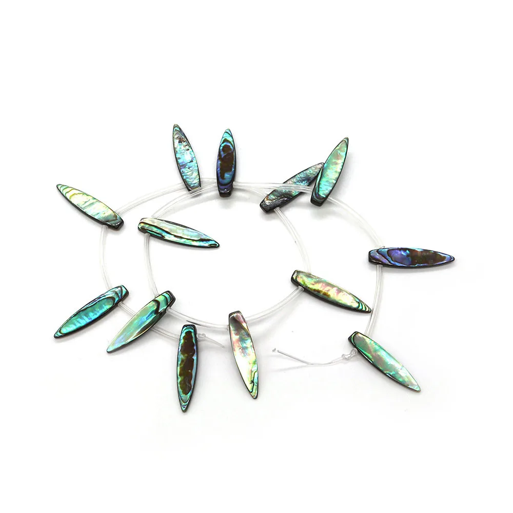 Exquisite Natural Abalone Shell Horizontal Hole Long Leaves 7x30mm Charm Fashion Jewelry Making DIY Necklace Earring Accessories