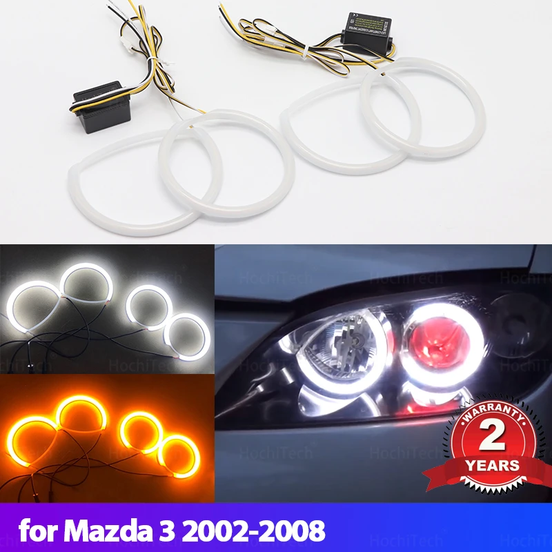 

For Mazda 3 mazda3 BK 2003-2008 Car styling Milk White light SMD LED Angel Eyes Halo ring Kit Turn signal light