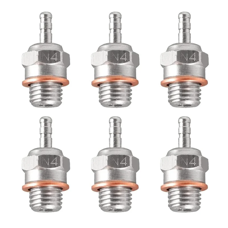 6Pcs Glow Plug N4 Hot Spark Nitro parti del motore sostituire OS 8 per Traxxas Kyosho HSP HPI 1/8 1/10 RC Car Truck Buggy