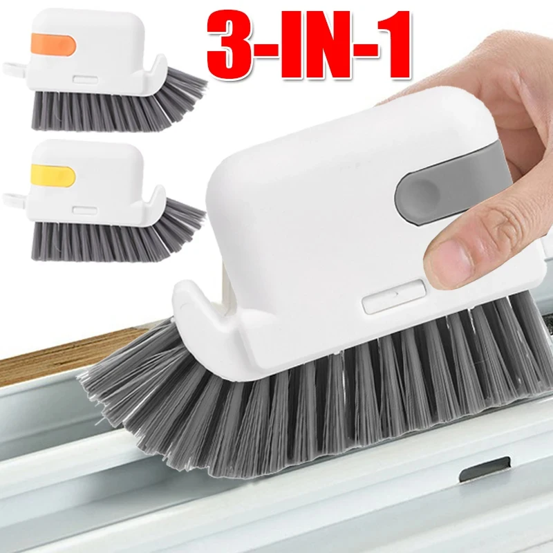 3 IN 1 Window Groove Cleaning Brush Multifunction Windows Slot Sliding Door Track Cleaner Household Kitchen Gap Cleaning Tools