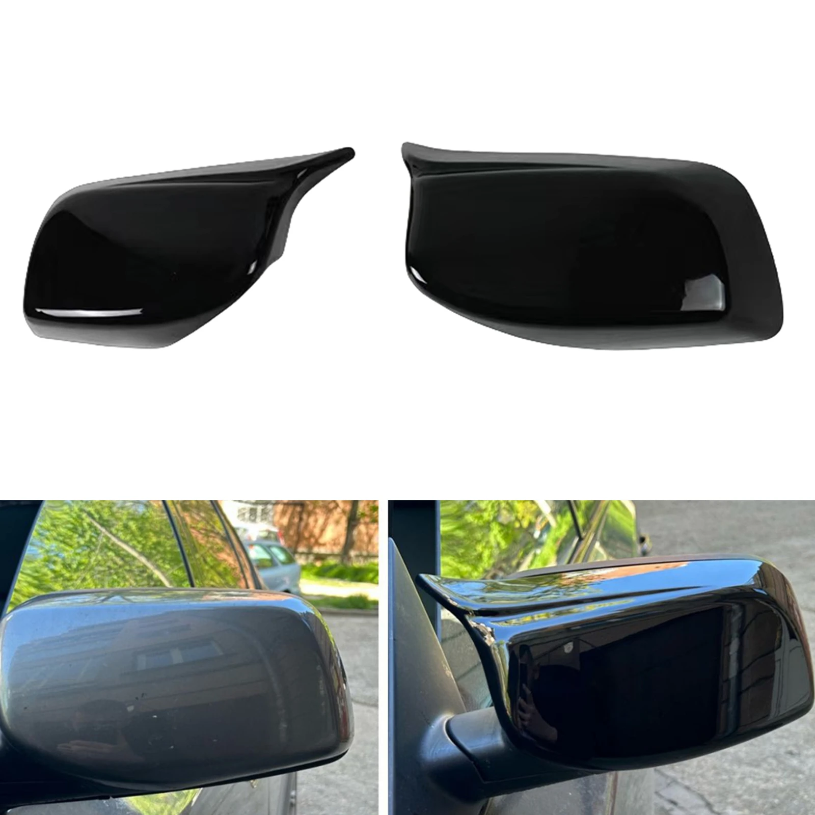 Rear View Mirror Cover For BMW 5 Series E60 E61 2003-2008 Gloss Black Replacement Rearview Shell Cap Clip On Style