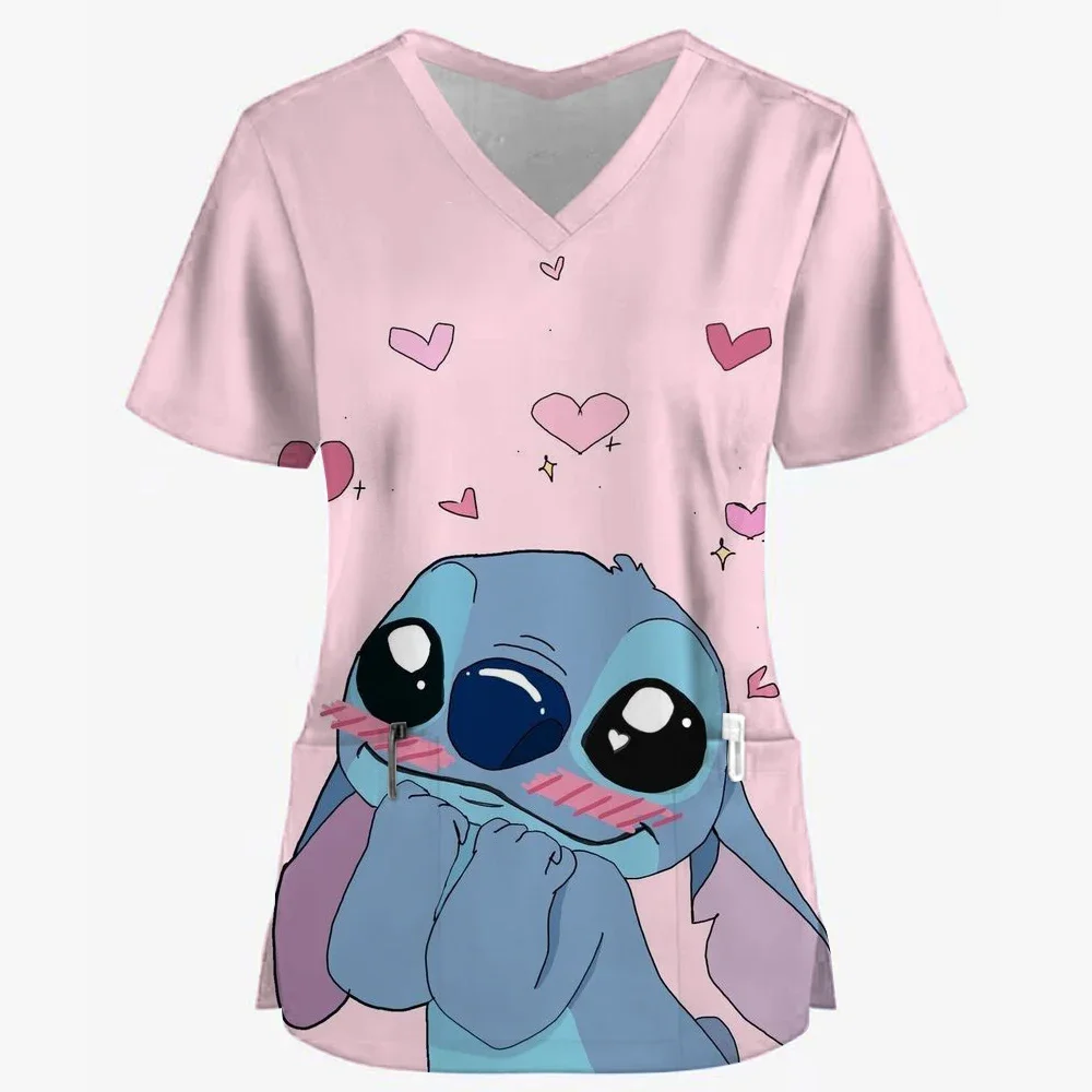 Y2k زي علوي للرجال ملابس ديزني كارتونية غرزة طباعة ممرضة العمل قميص جيب ثوب عيد الميلاد الرعاية الصحية ممرضة الدعك #3