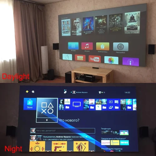 Imagen 2 del producto Pantalla de Proyección Salange de Alta Definición, Pantalla de Proyección para el Hogar, Cortinas de Proyección Plegables, Tela Reflectante, Pantalla para Cine en Casa