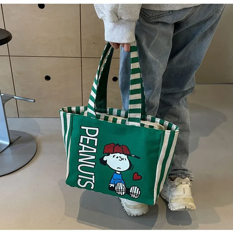 

Cartoon Cute Handbag Snoopy New girl Canvas Shoulder Bag storage Tote Bag