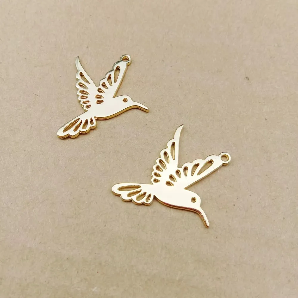 10pcs 25X28mm Fashion Summer Minimalist Metal Gold Hummingbird Earrings, Girls' Boutique Animal Jewelry Accessories