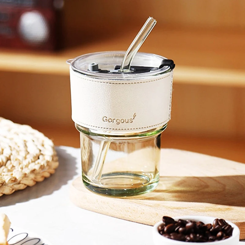 Glass tumbler with straw for everyday use