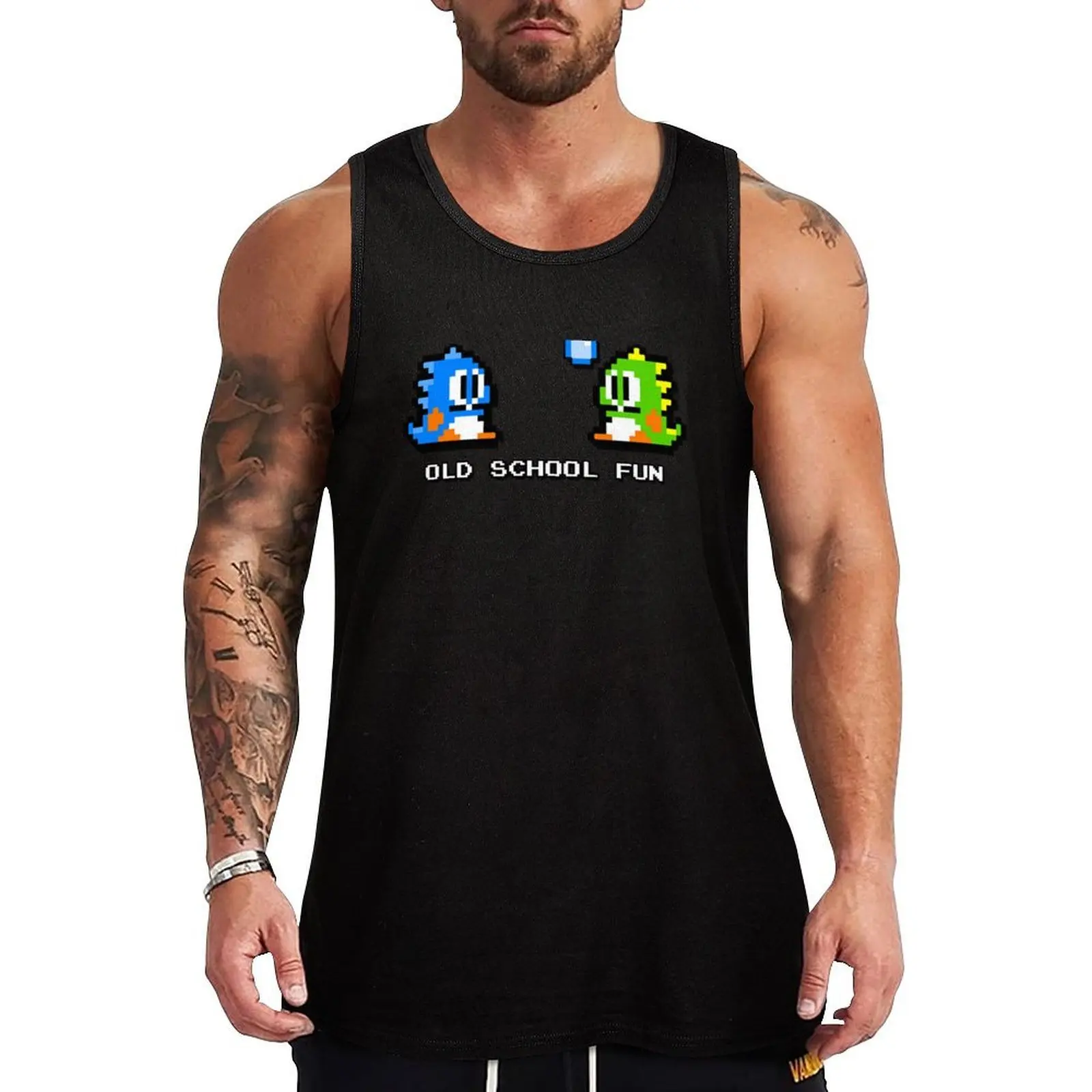 Diversión de la vieja escuela - Bubble Bobble - Bub and Bob - Diversión arcade + Camiseta sin mangas Retro Love, Camiseta sin mangas con control de olores, Camiseta anti sudor para entrenamiento