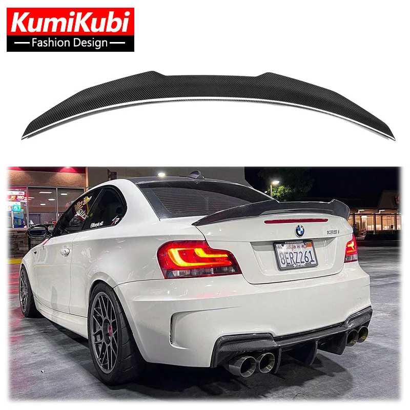 PSM Style Real Carbon Fiber Rear Trunk Spoiler Wing Compatible with 2007-2013 BMW 1 Series E82 Coupe and 1M Coupe 118i 128i 135i