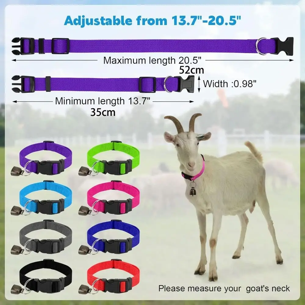 Tragbares Schnellverschluss-Halsband für Nutztiere, Verstellbares Reflektierendes Ziegenhalsband mit Glocke, Atmungsaktives Ziegengeschirr für die Ranch – Detail 1
