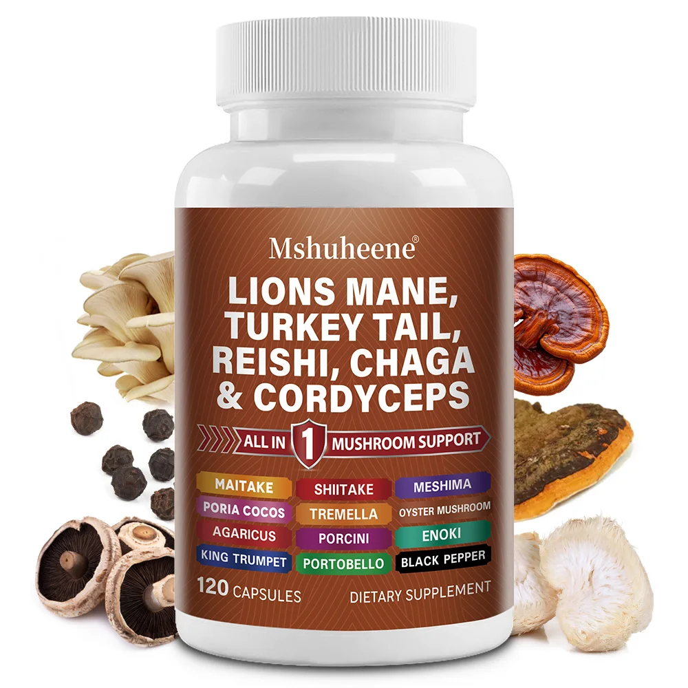 

Lions Mane 25in1 Mushroom Supplement with Turkey Tail Reishi Cordyceps Chaga Maitake Meshima Poria Shiitake Oyster Porcini