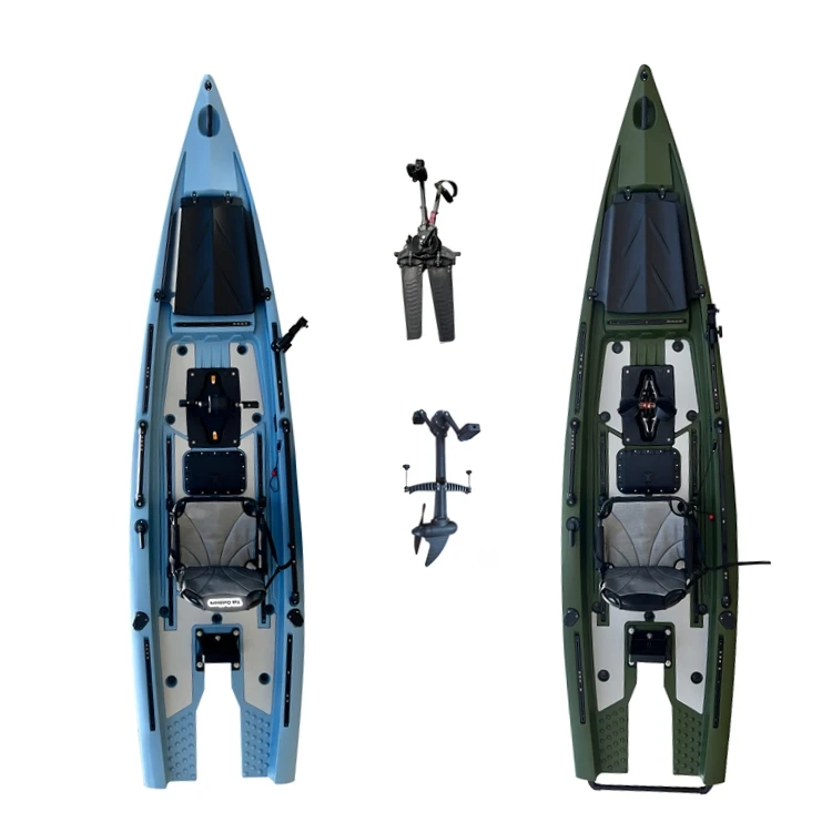 Outdoors 13ft Fish Skiff Dual Propeller Single Paddler Pedal Drive Ka 4m Motorized Sea Ka for River 2 Person Surfing