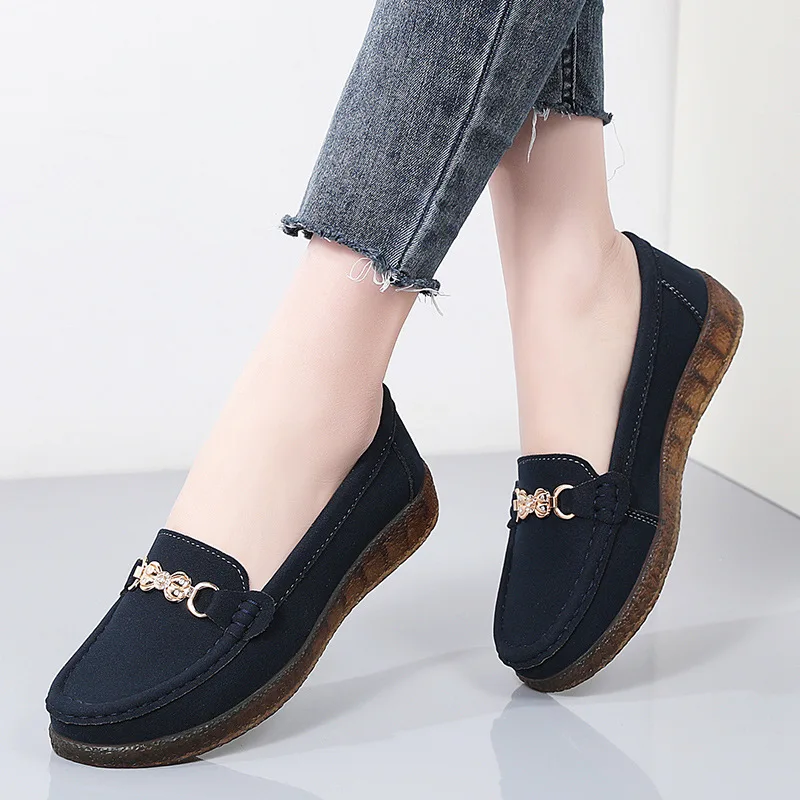 

Mom's shoes - spring/autumn leather shoes - women's comfortable, non-slip, soft sole slip-on loafers - plus size available