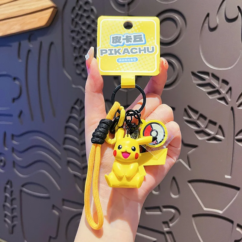 Authentic Pokemon Keyring Pikachu Gengar Sylveon Sprigatito Quaxly Fuecoco Action Figure Toy Keychain Perfume Pendant Gift - view 4