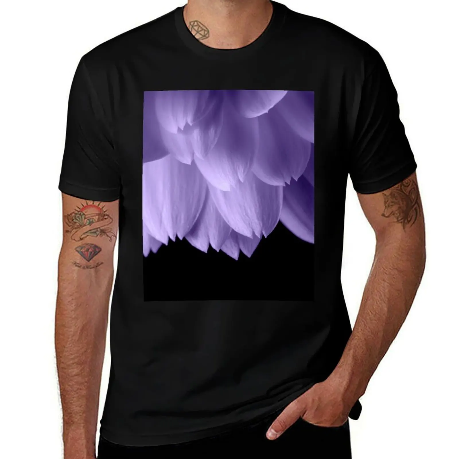 Ultra violet purple flower petals black T-Shirt blanks graphics shirts graphic mens t shirt