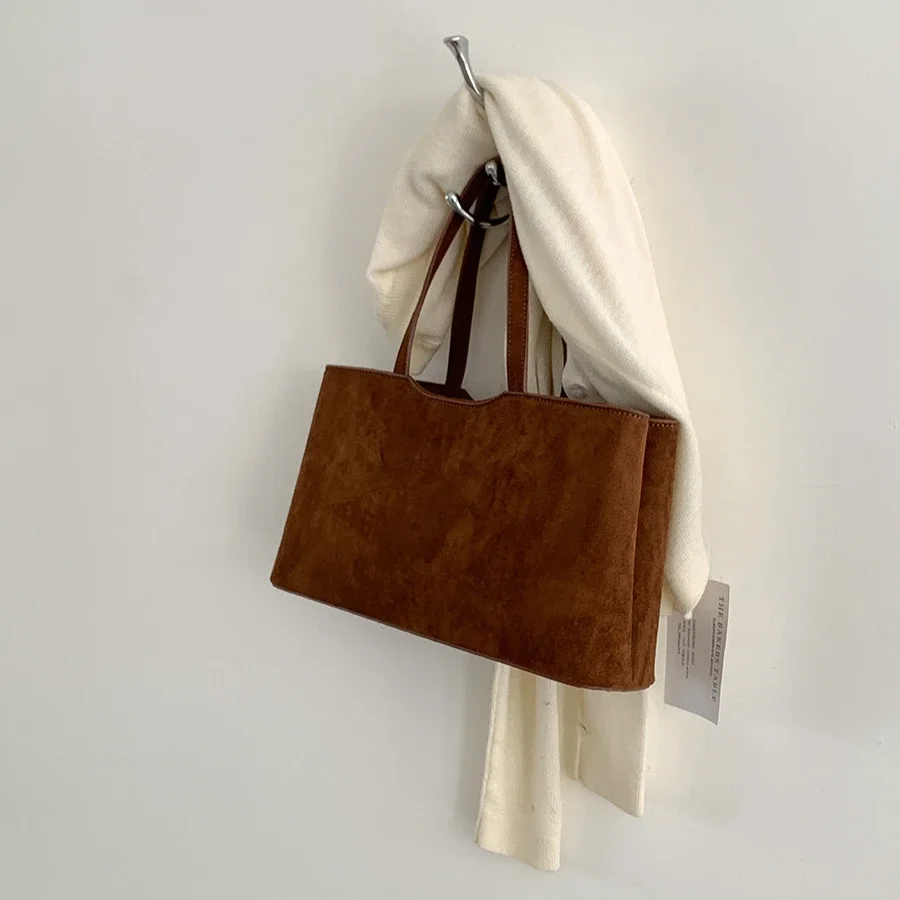 LEFTSIDE Women Korean Fashion Small Faux Suede Soft Handbags and Purses 2024 Winter New Trend Y2K Tote Bag Lady Shoulder Bag