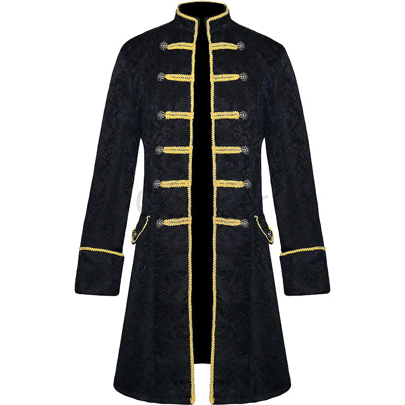 Renaissance Medieval Gothic Retro Costume Steampunk Men Mid Length Trench Coat Victorian Halloween Party Jacket Cosplay Costumes