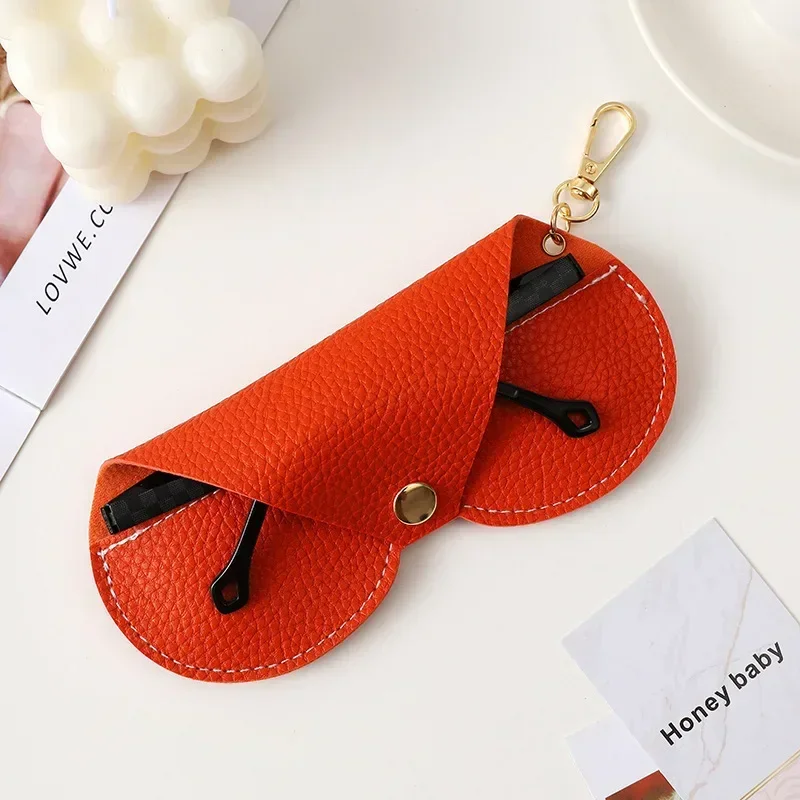 Litchi Embossed Glasses Cover Cute Hanging PU Leather Sunglasses Reading Glasses Storage Bag Portable Travel Eyewear Holder