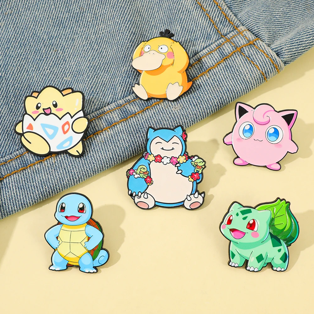 Kawaii Cartoon Elf Pet Creature Enamel Brooch Pin Set Lovely Alloy Badge for Denim Bag DIY Ornament Collectible Present