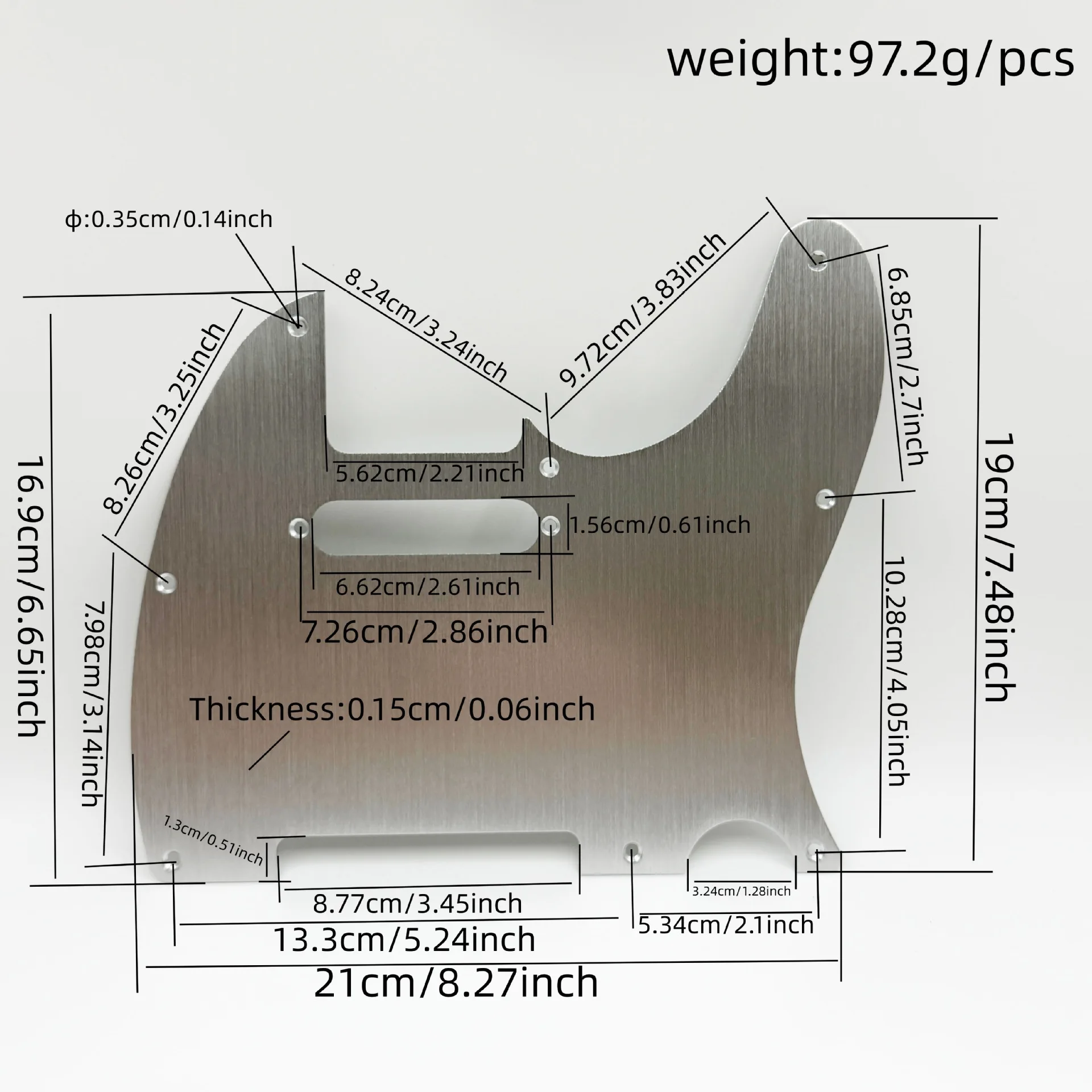 Guitar 1.5mm Thick Aluminum Pickguard Single Coil Hole Electric Guitar Panel For TL Guitar  Single Pickup Front Cover