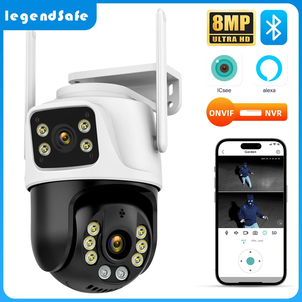 legendsafe Dual Screen Wifi Camera Waterproof Securiy Protectio 8MP 4K Wireless Outdoor Human Detection ICSEE VideoSurveillance