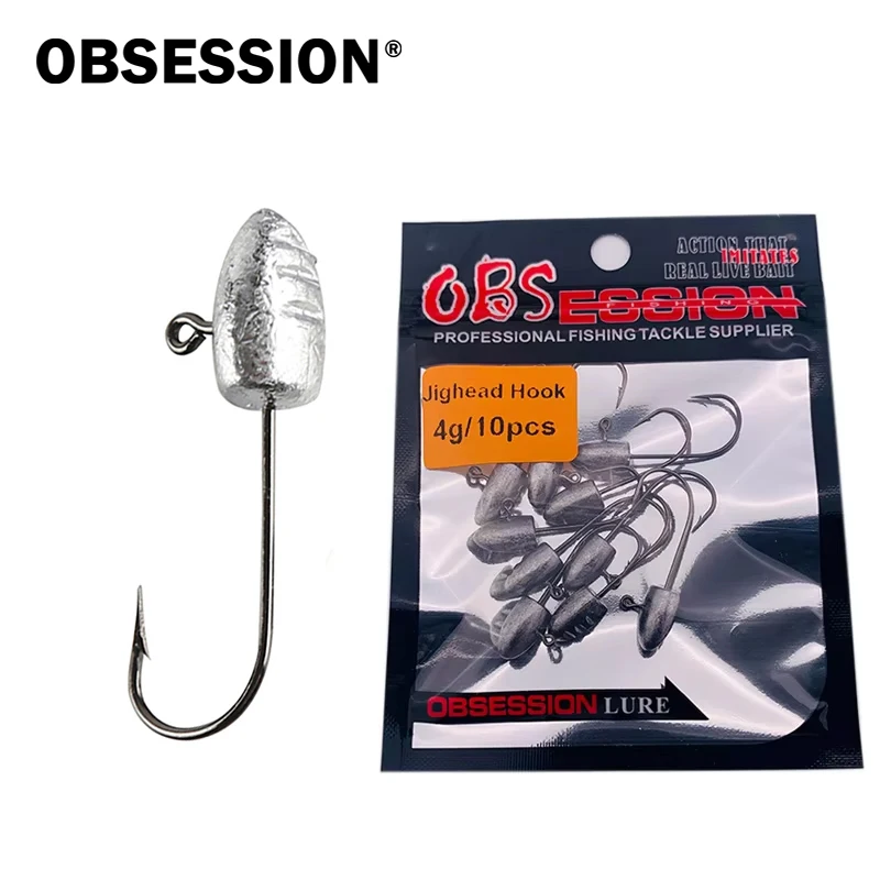 

OBSESSION A030 10pcs/bag 1g 2g 3g 4g Jig Head Fishing Barbed Hook For Soft Lure Barbed Single Fishhook Carp Rockfish Accessories