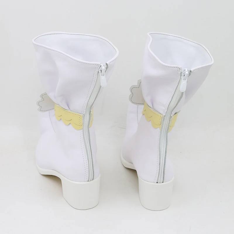 애니메이션 마법의 도레미 오자마조 도레미 코스프레 신발 부츠 소녀 여성 할로윈 크리스마스를위한 흰색 신발