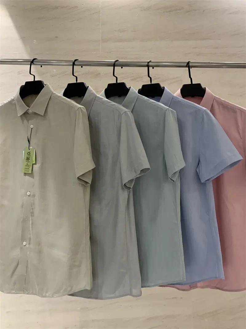 

Linen Men's Shirt Smooth Breathable Short Sleeve Summer Spring Cleanfit Style Polyester Viscose Blend Standard Fit Casual Wear