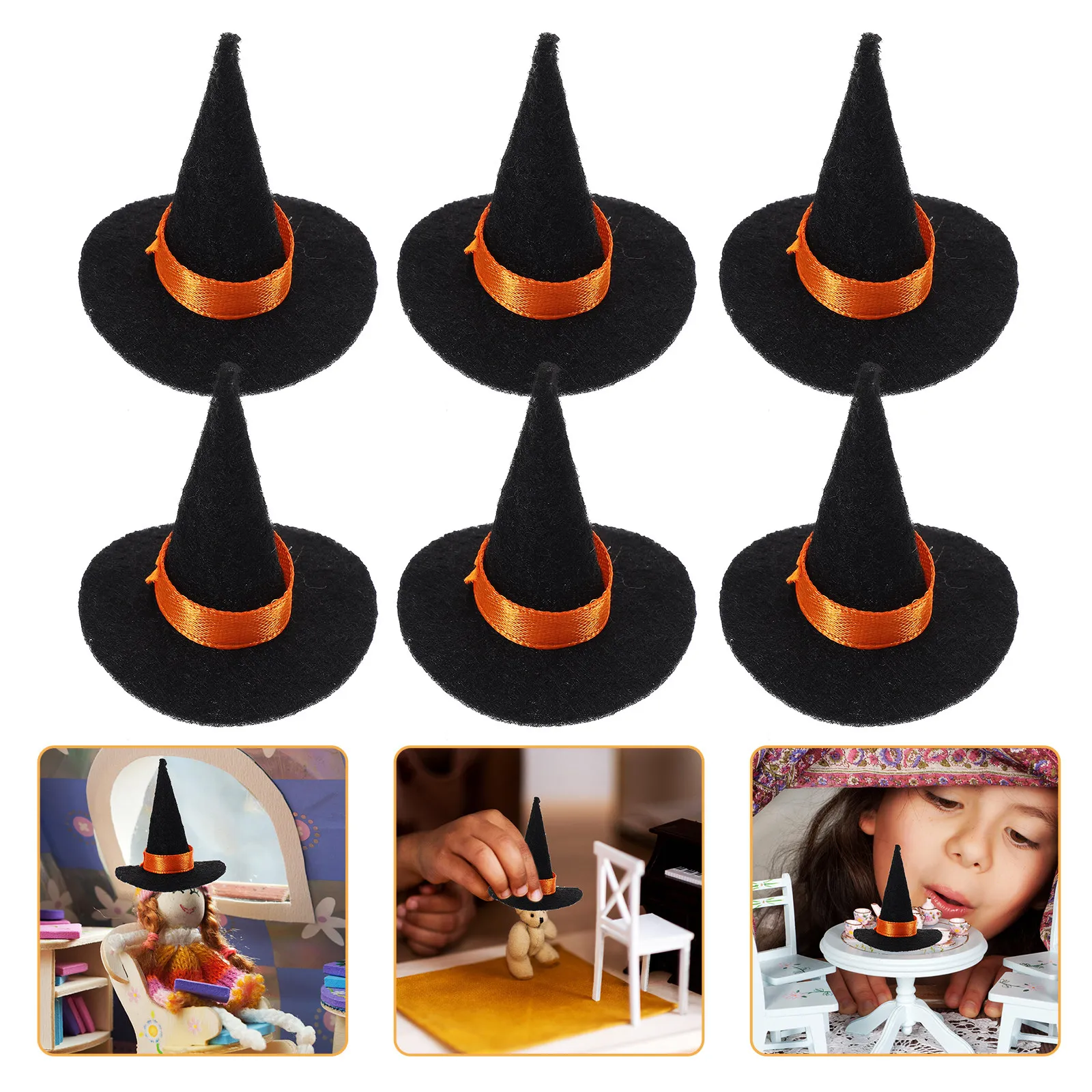 10Pcs Mini Witch Hats Felt Small Witches Hats Halloween Party Decorative Witch Hat Prop Costume Accessory Party Witches Hat