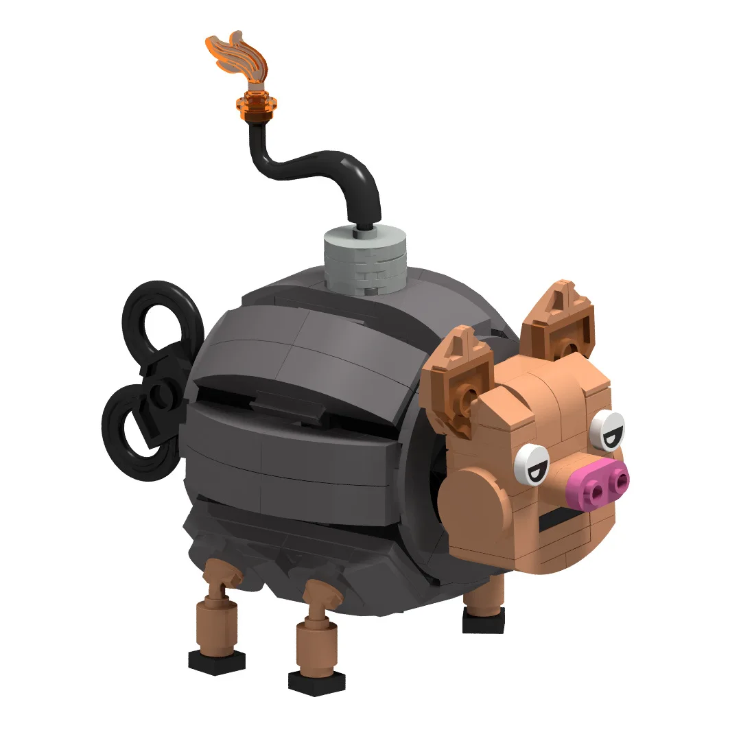 ระเบิดระเบิดหมู Bomba del naso di maiale AI อะนิเมะ Shanhaijing Tung Tung Sahur ไม้คนผ่านบล็อกอาคารแบบนามธรรม