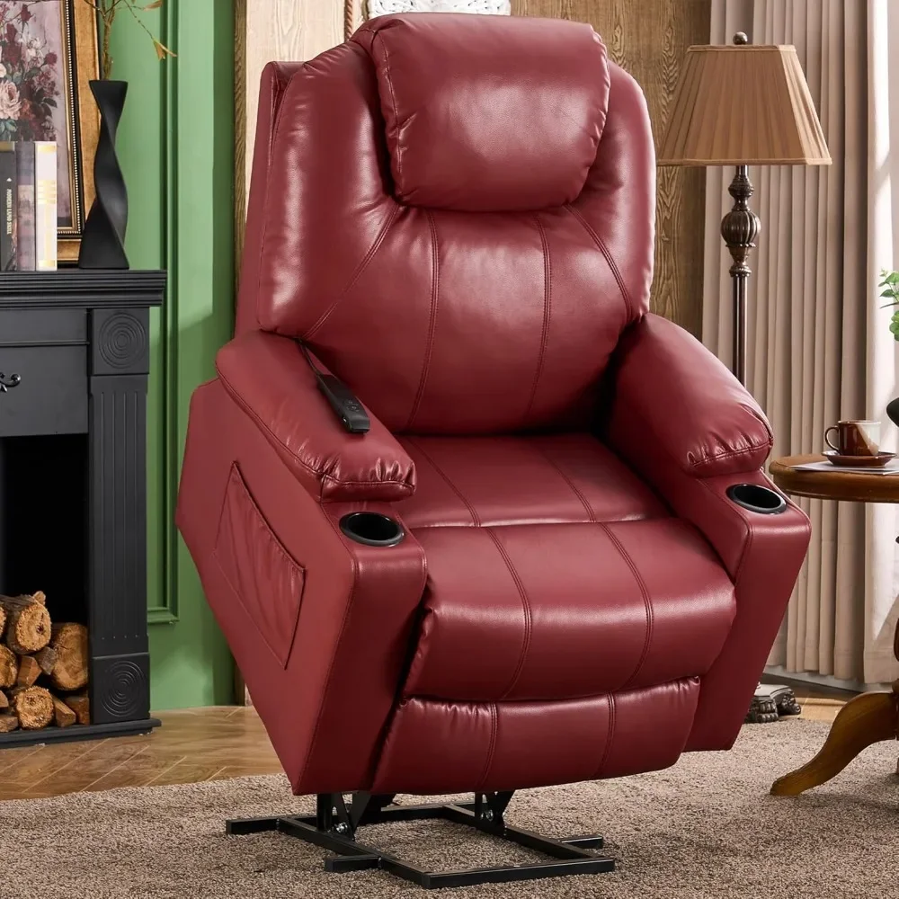 Recliner Chair, Electric Power Lift Recliner Chair for Elderly, Leather Reclining Sofa with Massage and Heat, Adjustable Recline