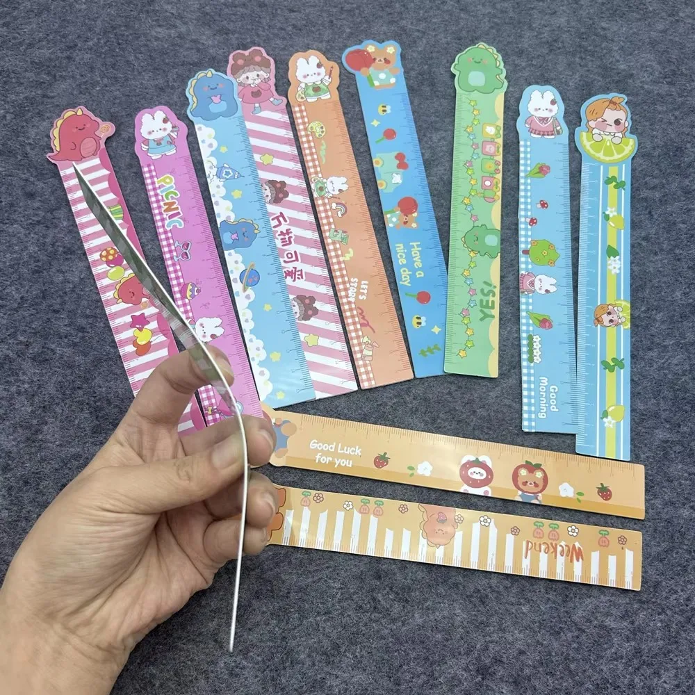 20 шт., мультяшная линейка, детские прямые линейки, канцелярские принадлежности, школьные милые канцелярские принадлежности, школьные инструменты для рисования