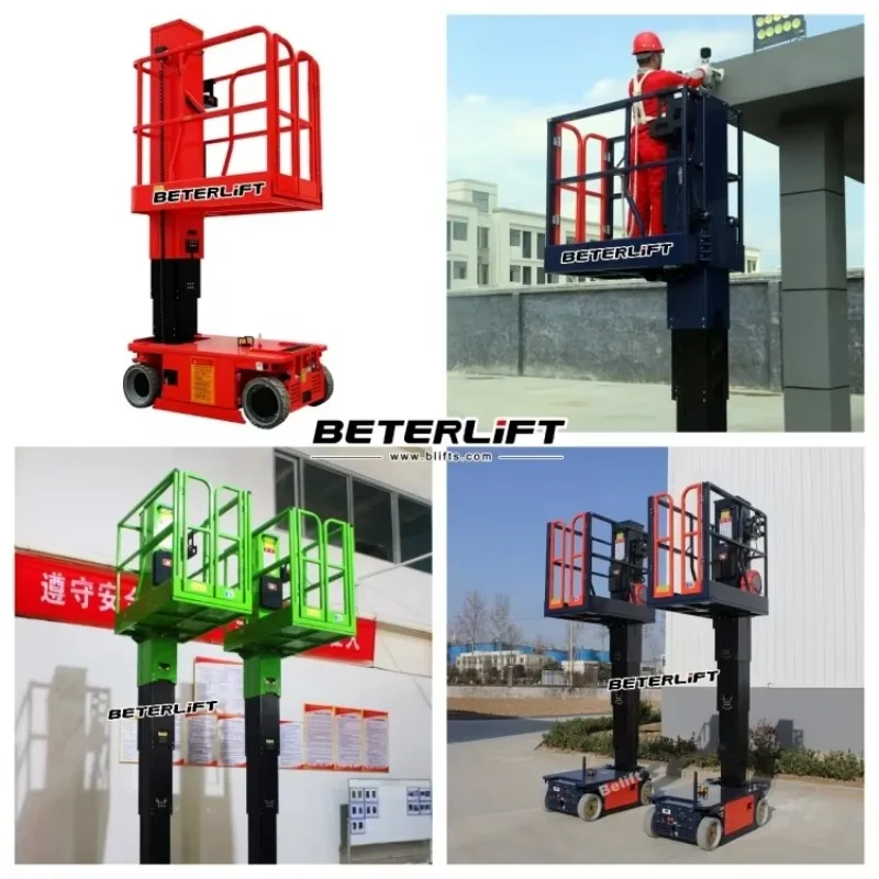 3.6m-8m Smart Sky Ladder Lift Small Single Mast Aluminum Telescopic Single Mast Man Vertical Mast Lift