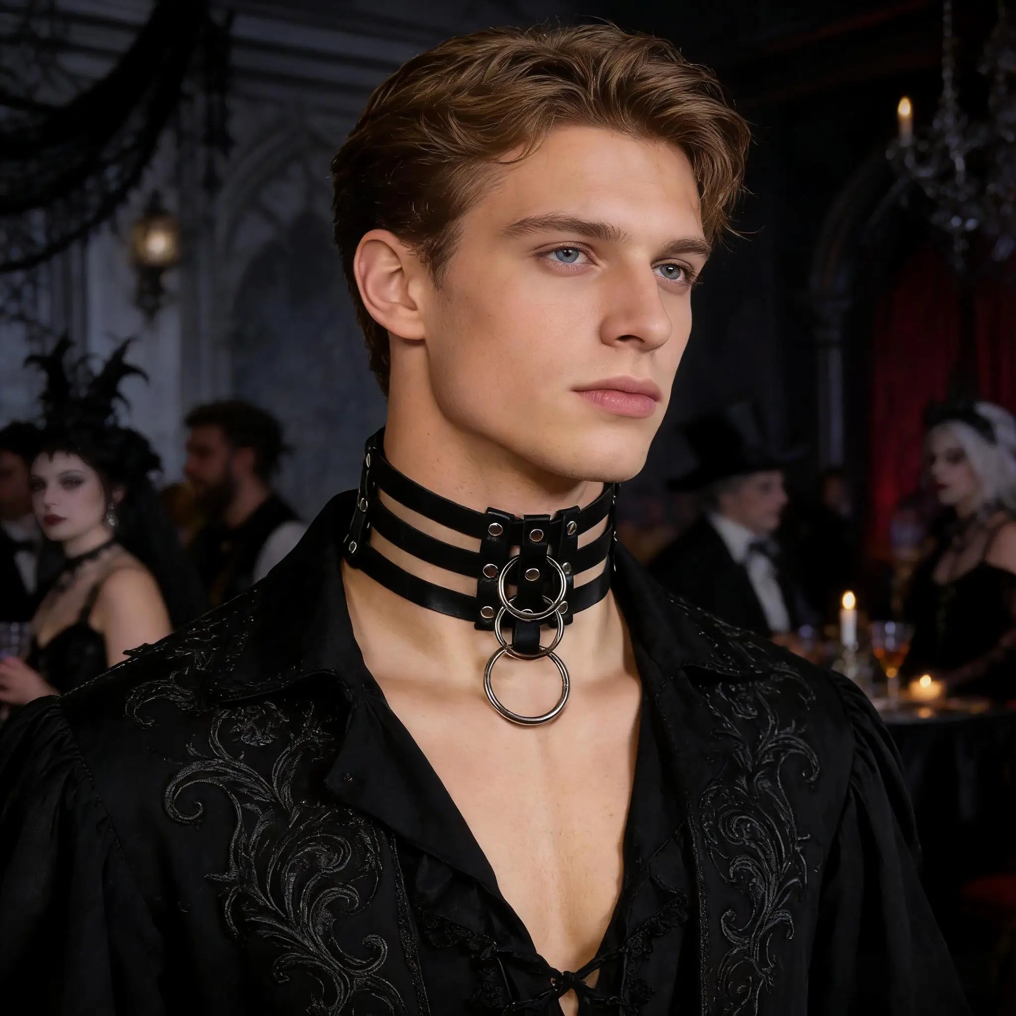 Gothic Adjustable PU Leather Choker with Metallic Studs for Daily Wear, Parties, Holiday Festivities,Party Accessory