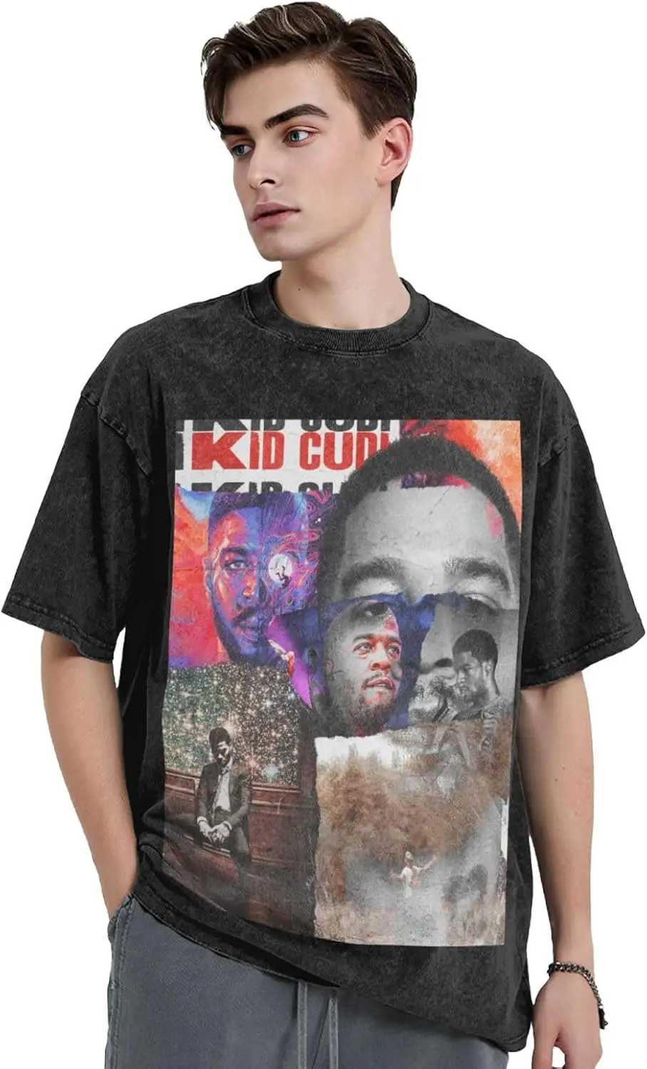 

Men's Vintage Oversized T-Shirts,Man's Crew Neck Short Sleeve T Shirts for Kid Custom cudi T Shirts,Novelty T Shirts