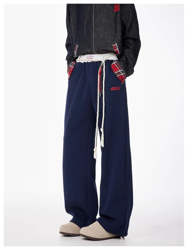 

Повседневные мужские брюки для уличных танцев в американском стиле, модные, свободного кроя, весенне-осенние, длинные, прямые, из плоской ткани