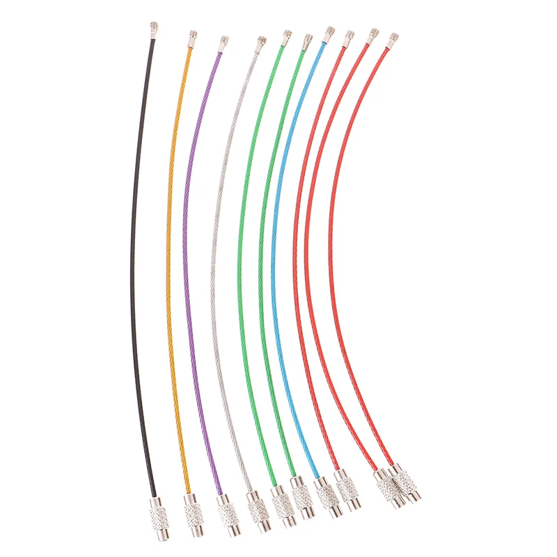 10 pcs150mm anello in fune metallica in acciaio rivestito di colore anello in filo di acciaio inossidabile con chiusura a vite ad anello per cavo piccolo anello