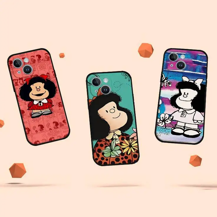 لطيف الكرتون مافالدا جراب هاتف جراب هاتف آيفون 17 16 15 14 13 12 11 X XR XS زائد برو ماكس غطاء أسود ناعم صغير #5