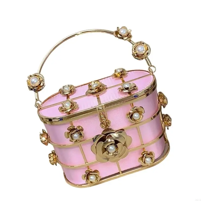 

Luxury Handbag Embellished Evening Purse with Beads Flower Ornament Fashionable Shoulder Bag for Social Gatherings 20CA