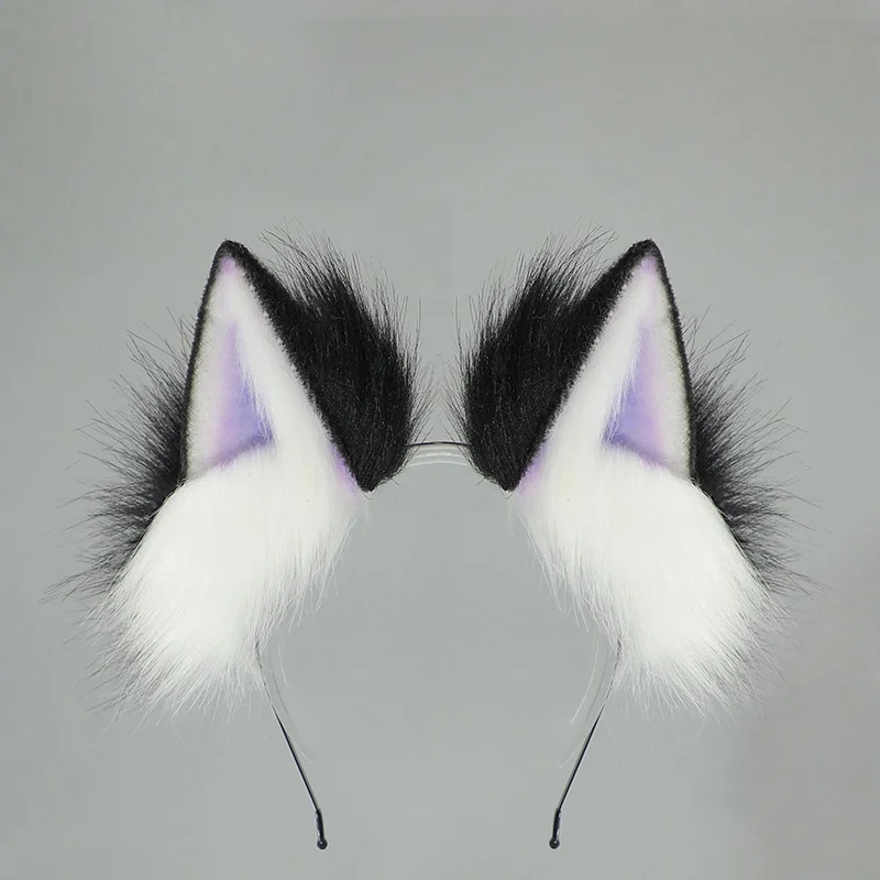 2025 Nuovo fatto a mano colorato sfumato orecchie di gatto fascia cintura regolabile coda di volpe Halloween Cosplay animale lupo puntelli