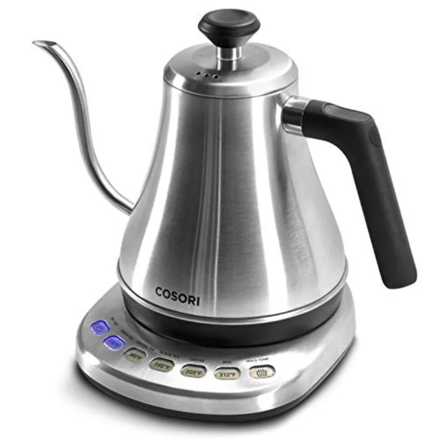 

Gooseneck Electric Kettle 100 Stainless Steel Inner Lid Bottom 1200W Quick Heating 0.8L Silver with 5 Variable Presets for Pour