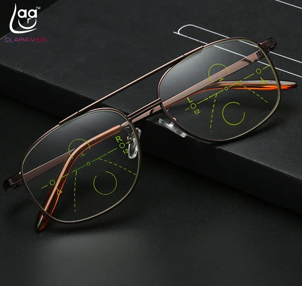 

= Clara Vida Double Bridge Frame For Intelligence Progressive Multifocal Commercial Reading Glasses Bifocal +1 +1.5 +2 To +4