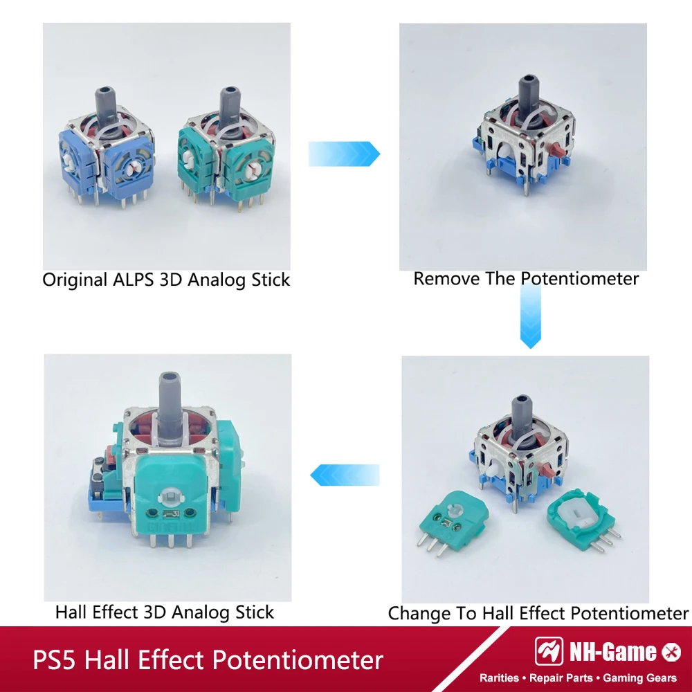 5pairs Accessoies Joystick Axis Resistor Hall Effect 3D Analog Potentiometer For PS5 Gamepad Stick Micro Switch Sensor Module