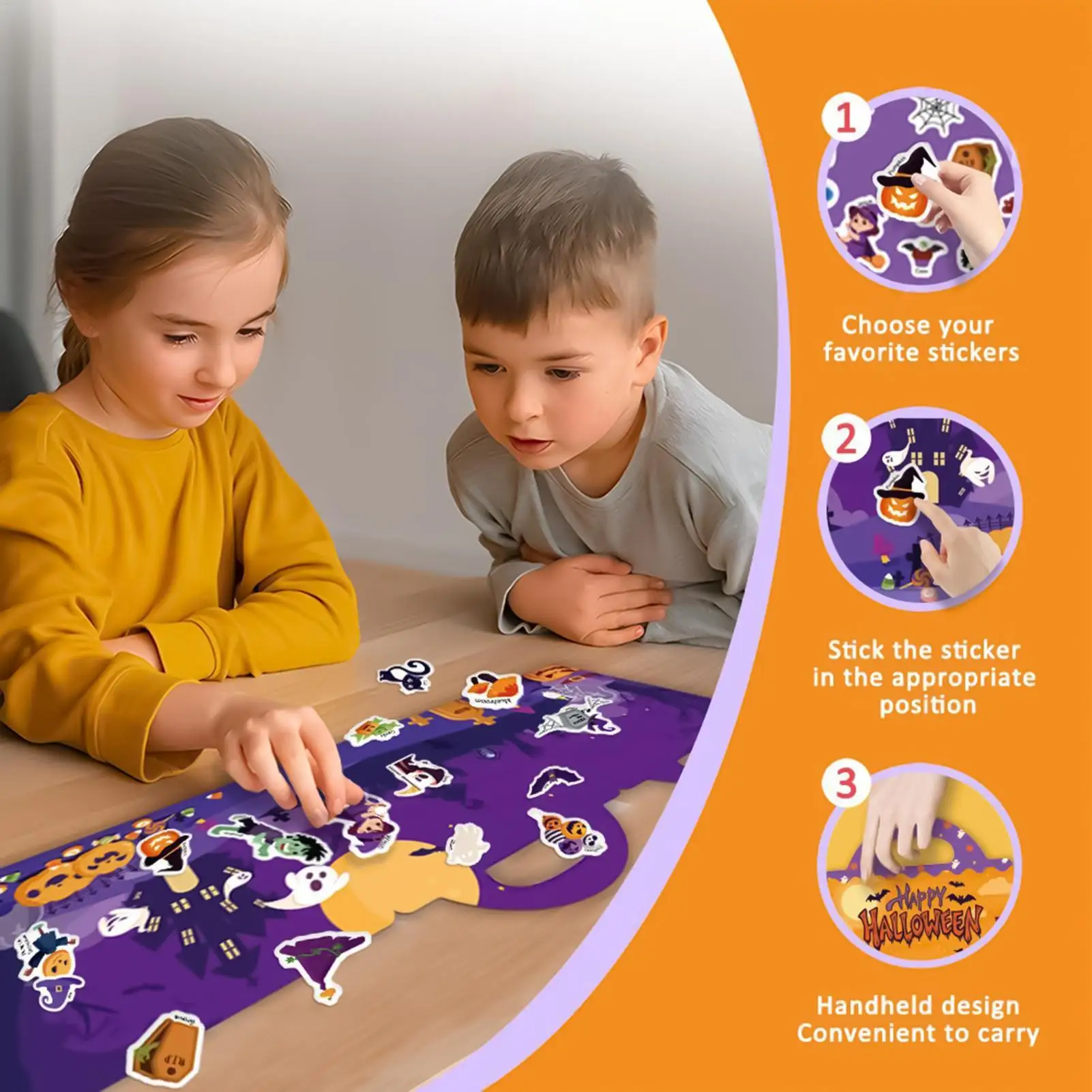 

Sticker Book Halloween Creative Sticker Book For Kids Toys Crafts Activities For Aged 3-6 Girls Children Classroom Trip Airplane