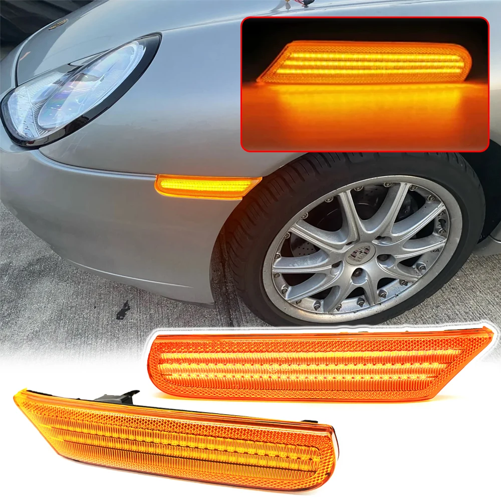 LED Flowing Front Fender Side Marker Indicator Light for Porsche Boxster 986 996 911 Carrera 4S Turbo Targa GT2 GT3 Dynamic