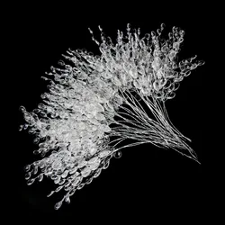 5/10Pcs 15cm Acrylic Bead Drop Stems Flower Bouquet Crystal Bud Branches Flower for Wedding Home Decoration Floral Decor Craft