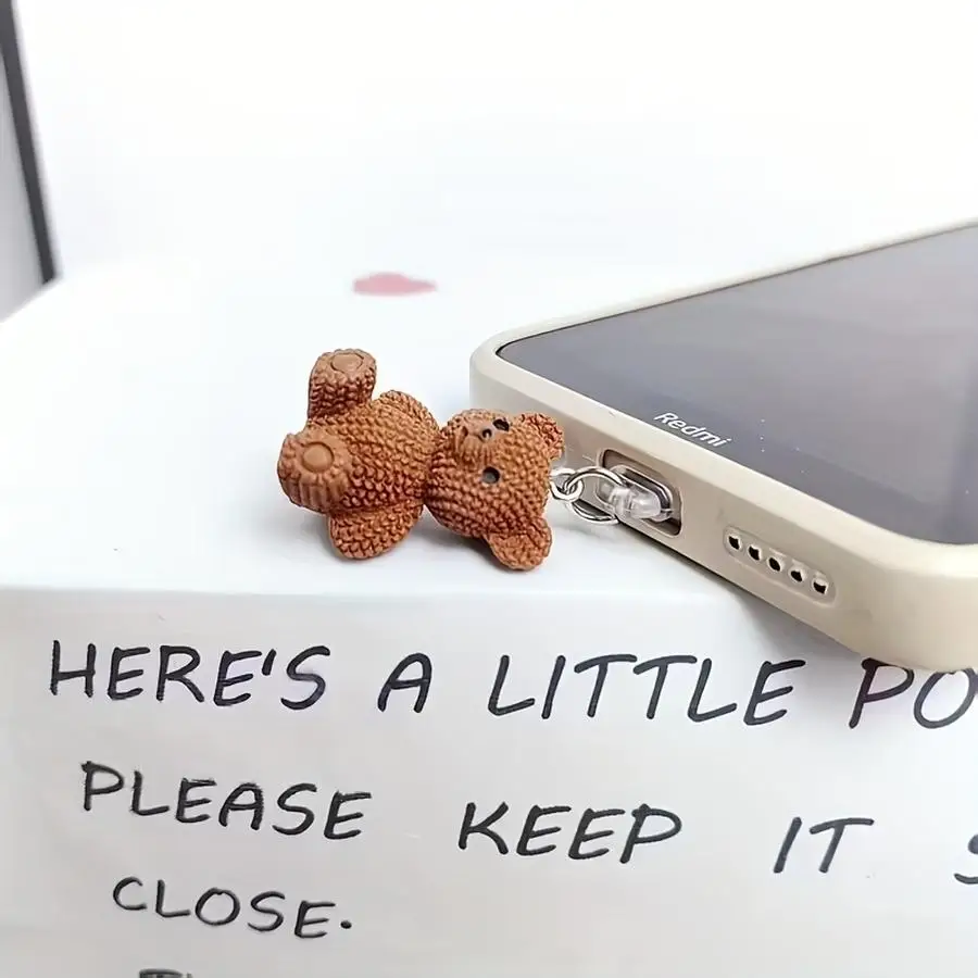1/5/10/20/50/100pcs Pingente de Ursinho Fofo para Tampão de Poeira de Celular, Acessório de Decoração para Celular, Adequado par
