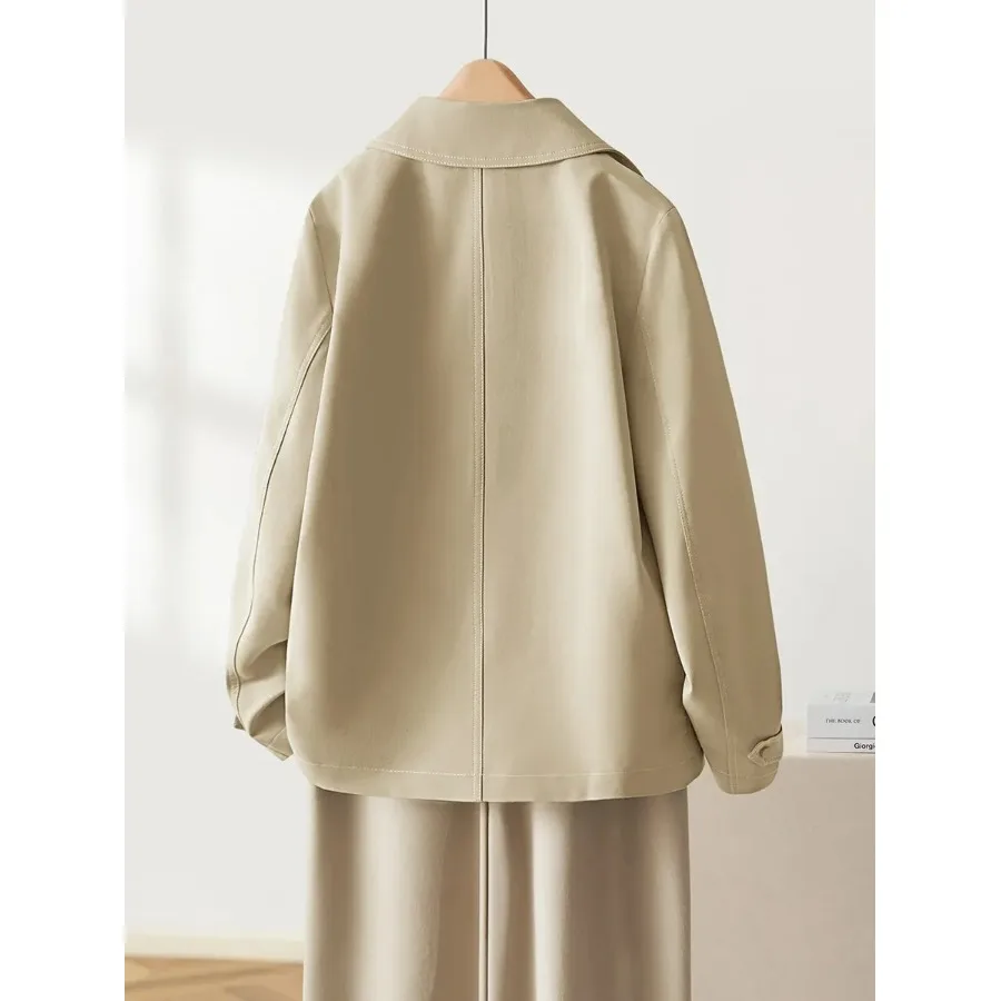 Cappotto da donna primavera autunno ort Sle Capispalla casual sottile Lanterna Sve Fibra di poliestere doppio petto Colore puro