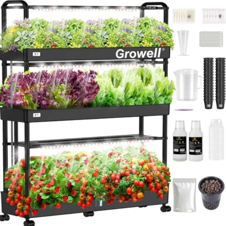 

Large Hydroponics Growing System Kit 48 Pods Vertical Indoor Garden with 40L Capacity 2 Light Modes Auto Circulating Water Syst